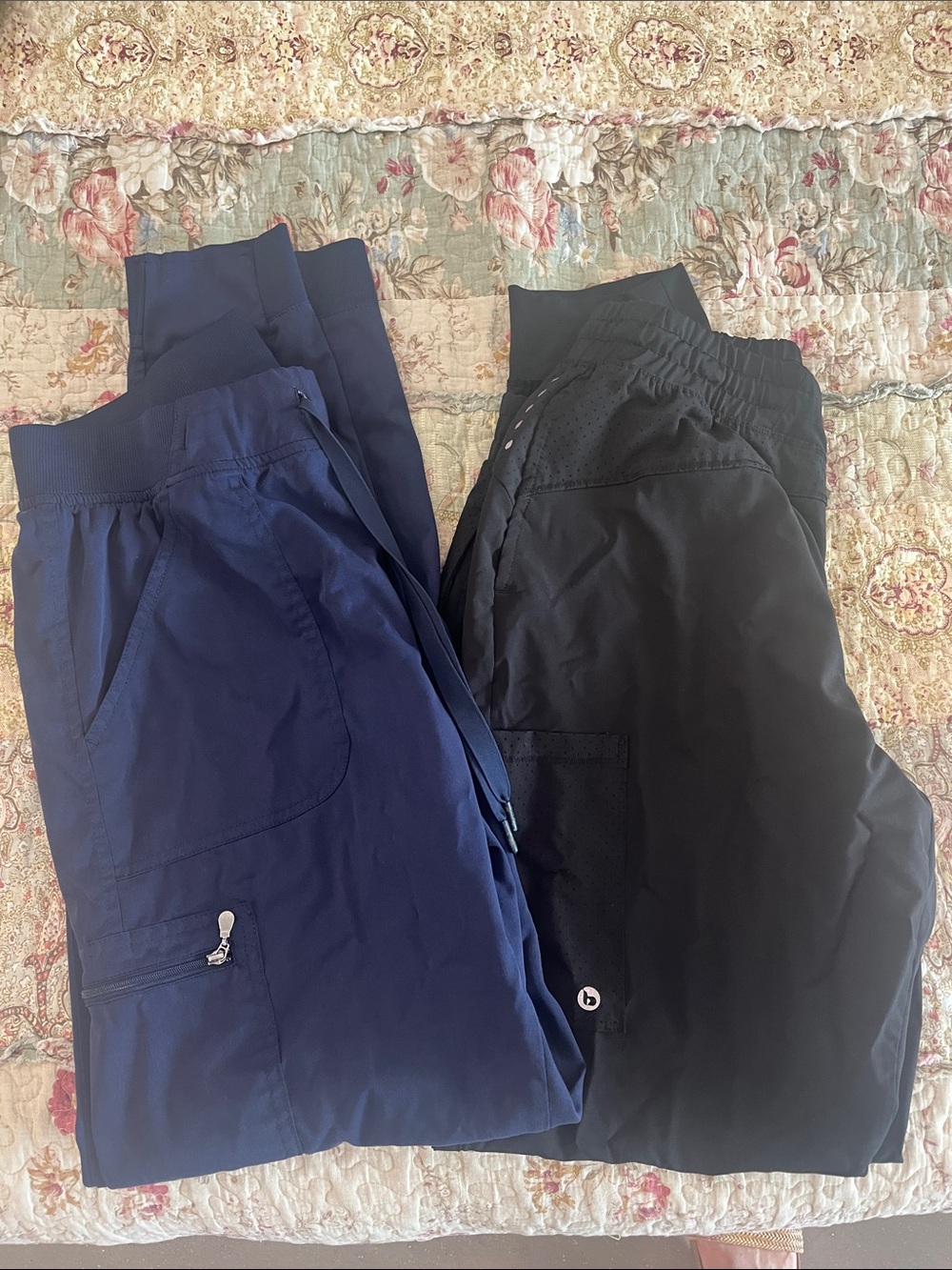 Straight Leg Women's Pants - Navy and Black